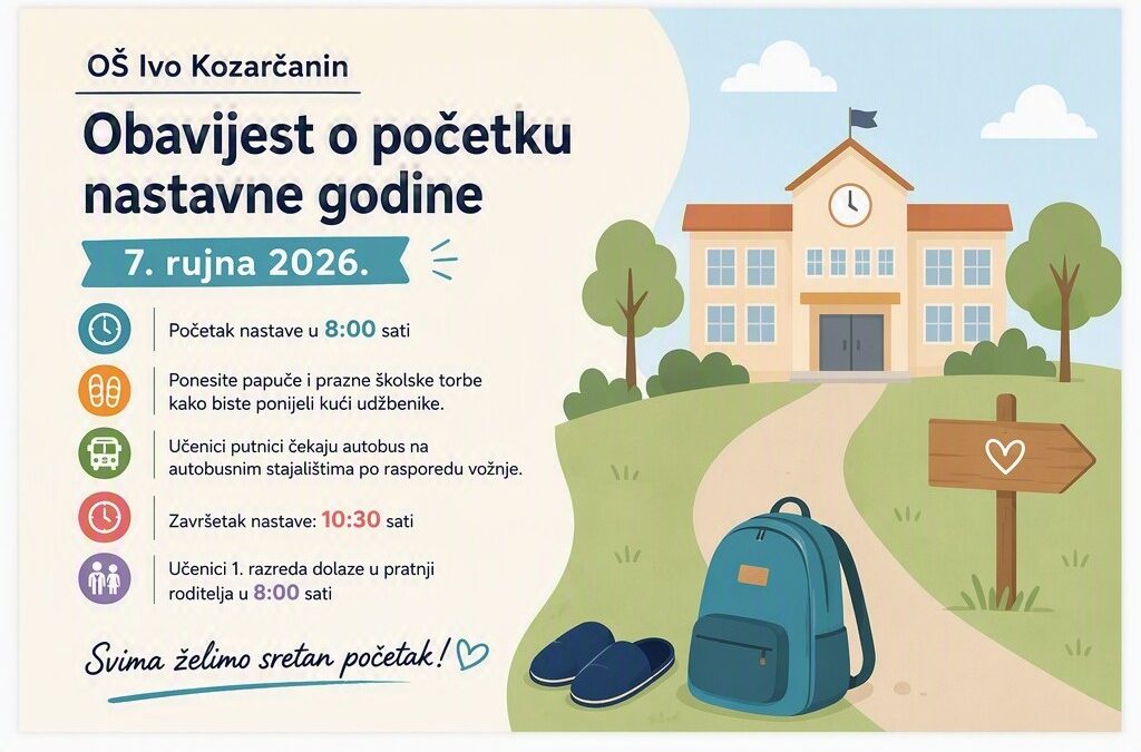 Obavijest o početku nastavne godine